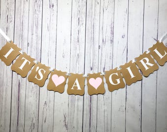 It's a Girl Banner, Baby Shower Sign, Gender Reveal, Girl Baby Shower Banner, Pregnancy Announcement, Baby Announcement, New Baby Photo Prop