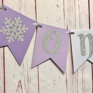 Purple Winter Onederland Highchair Banner, Snowflake High Chair Banner, Snowflake 1st Birthday Banner, Ice Princess Party, One High Chair image 3