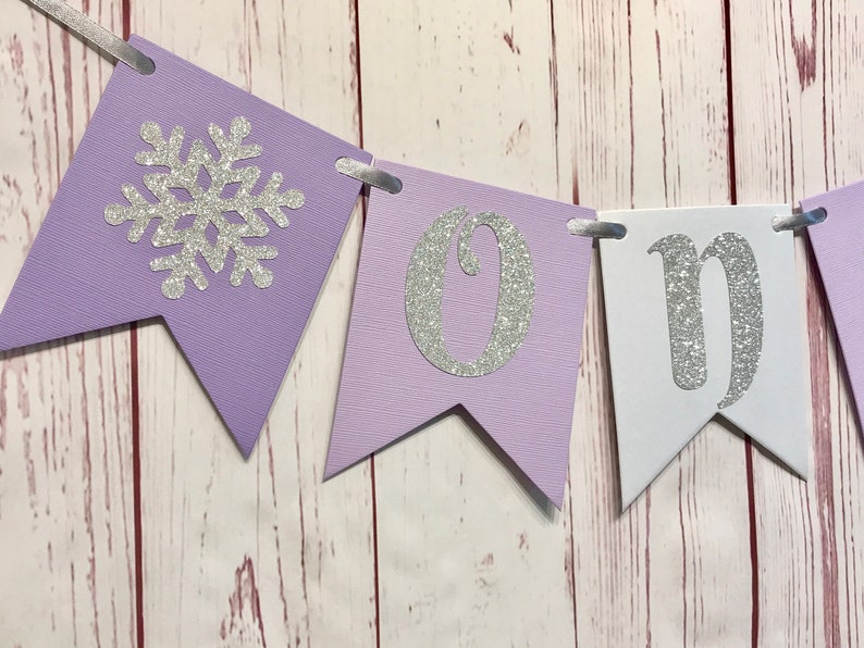 Purple Winter Onederland Highchair Banner, Snowflake High Chair Banner, Snowflake 1st Birthday Banner, Ice Princess Party, One High Chair image 3