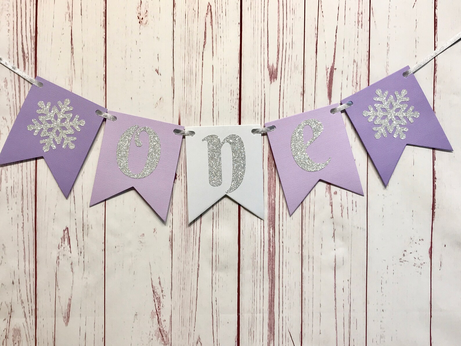Winter Onederland Highchair Banner Kit | Snowflake First Birthday Decor For Baby Girls - View #2