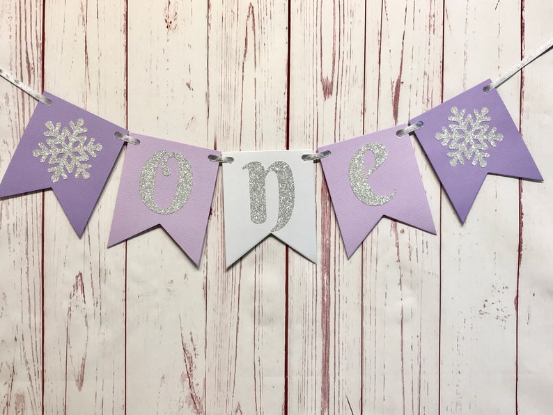 Purple Winter Onederland Highchair Banner, Snowflake High Chair Banner, Snowflake 1st Birthday Banner, Ice Princess Party, One High Chair image 2