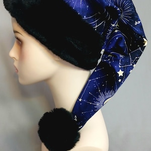 Celestial Constellations Christmas Santa Hats and Stockings, Your choice of Purple or Copper Celestial with White or Black brim!
