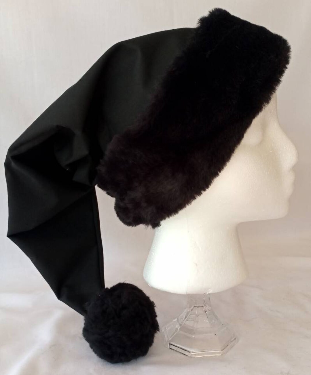 Solid Black Cotton Christmas Santa Hat - Etsy