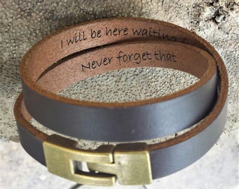 LIVRAISON GRATUITE-Bracelet à messages cachés, bracelet en cuir Wrap Men, bracelet pour hommes gravés, bracelet en cuir personnalisé, bracelet en cuir pour hommes personnalisés