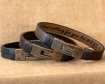 Gift For Son Secret Men Message Bracelet Hidden Message Personalize Leather Custom Birthday Gift for Him Her  Boyfriend  Husband Anniversary