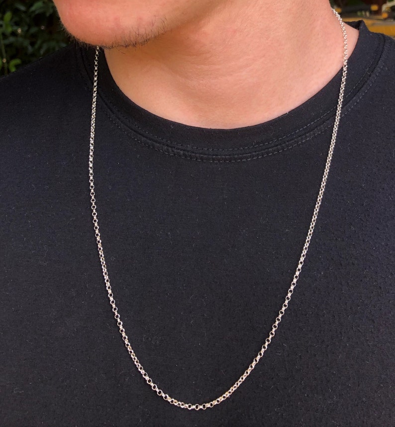 FREE SHIPPING-Sterlin Silver Neckalce,Rolo Style Chain Necklace For Men,Men/'s Sterling Silver Necklace,Men/'s Jewelry,Silver Necklace For Men