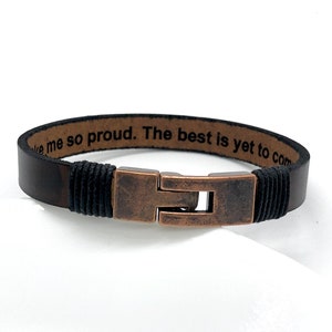 FREE SHIPPING-Secret Message Bracelet Custom Jewelry Personalized Leather Bracelet Unisex Custom Bracelet Leather Band Engraved Father's Day