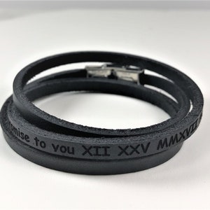 Personalized Leather Wrap Bracelet: Engraved Stainless Steel Clasp