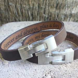 FREE SHIPPING-Hidden Message Bracelet, Custom Men Jewelry, Personalized Leather Bracelet, Unisex Leather Bracelet, Engraved Men Cuff Bangle