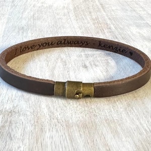 Men's Bracelet Unisex Engraved Bracelet for Son Personalized Thin Leather Bracelet For Dad Anniversary Gift For Boyfriend Minimalist Jewelry