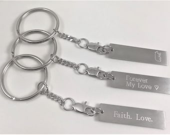 Personalized Stainless Steel Keychain for Women Fathers Day Gift Personalized Gifts for Dad Fathers Day Keychain Engraved His and Her Gift