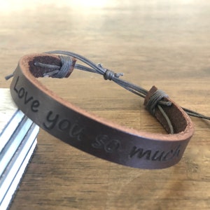 Adjustable Secret Message Leather Bracelet Personalized Mens Jewelry For Men Custom Bracelet Father&#39;s Day Engrave Gift Unisex Cuff Bracelet