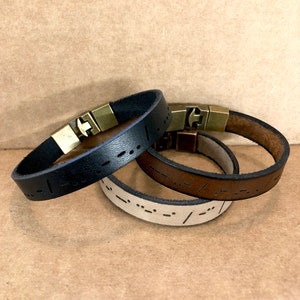 FRETE GRÁTIS - Pulseiras de código Morse, joias personalizadas, pulseira de couro personalizada, presente personalizado unissex, pulseira de couro gravada, punho masculino personalizado