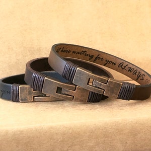 FREE SHIPPING-Bracelet For Men,Custom Men Jewelry,Personalized Leather Bracelet,Unisex Custom Bracelet,Leather Band Engraved,Father's Day image 5