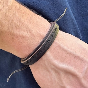 Personalized Leather Bracelet, Secret Message Engraved Cuff, Father's Day Gift