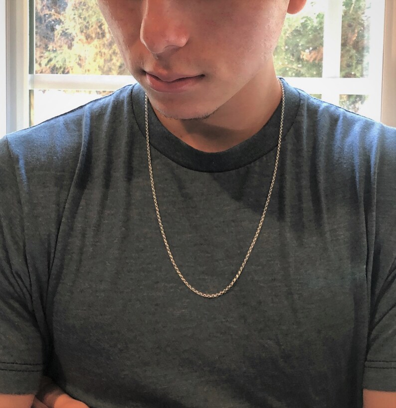 FREE SHIPPING-Sterlin Silver Neckalce,Rolo Style Chain Necklace For Men,Men/'s Sterling Silver Necklace,Men/'s Jewelry,Silver Necklace For Men
