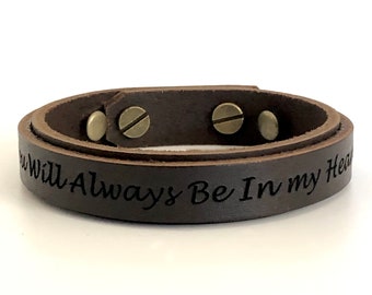 Personalized Leather Bracelet, Custom Engraved Double Strap, Gift for Men