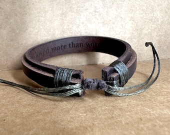 Personalized Leather Cuff Bracelet: Engraved Bible Verse, Adjustable Double Strap