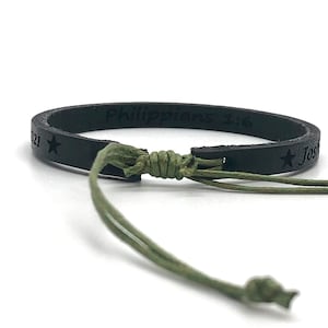 Personalized Thin Leather Bracelet: Engraved Secret Message, Adjustable Unisex Design