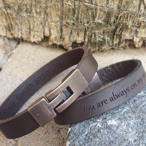 FREE SHIPPING-Bracelet For Men,Custom Men Jewelry,Personalize Leather Bracelet,Unisex Custom Bracelet,Leather Band Engraved,Custom Men Cuff image 8