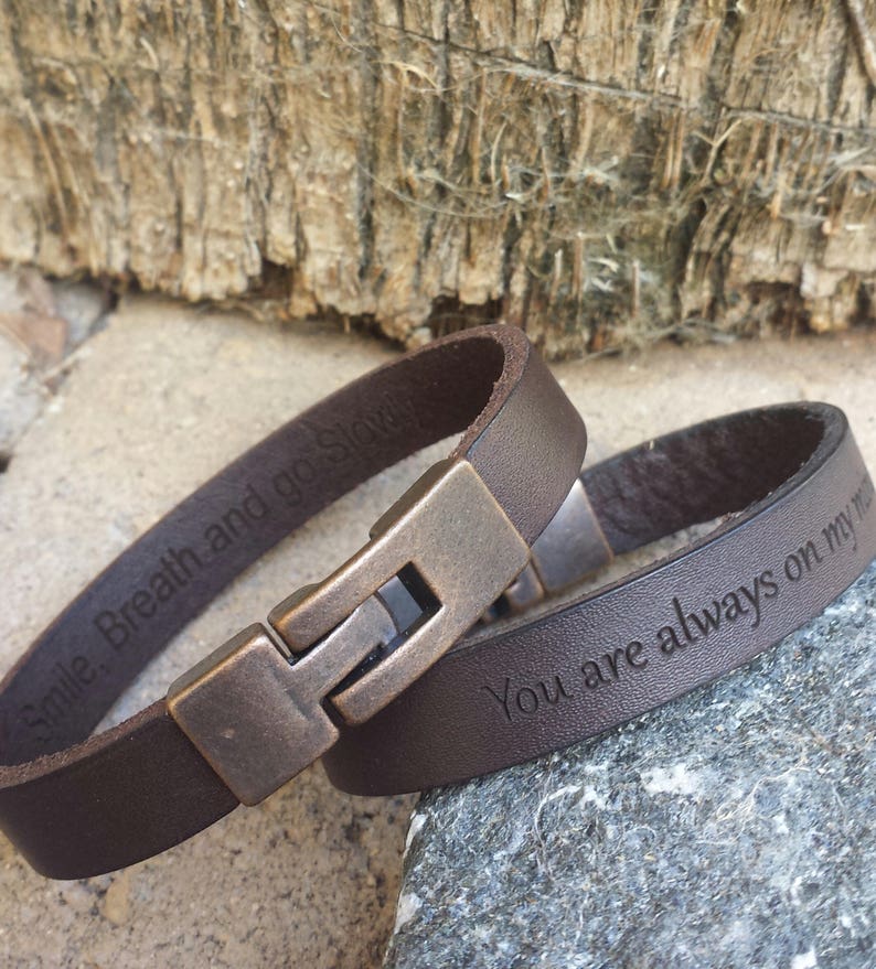 FREE SHIPPING-Bracelet For Men,Custom Men Jewelry,Personalize Leather Bracelet,Unisex Custom Bracelet,Leather Band Engraved,Custom Men Cuff image 8