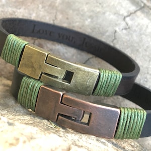 Pulsera de cuero, pulsera personalizada, pulsera de cuero personalizada, regalo para papá, regalo de cuero grabado, brazalete de cuero personalizado, pulsera con mensaje
