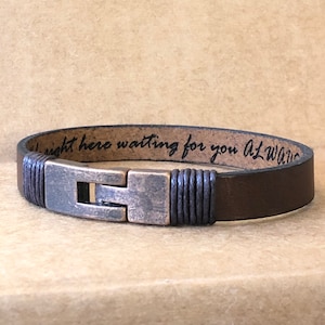 FREE SHIPPING-Bracelet For Men,Custom Men Jewelry,Personalized Leather Bracelet,Unisex Custom Bracelet,Leather Band Engraved,Father's Day image 3