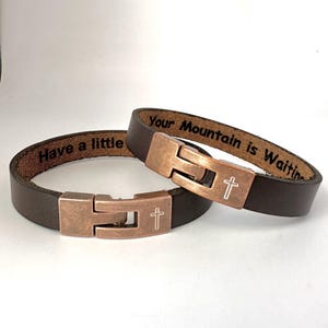 Cross Bracelet, Religious Bracelet, Personalized Leather Bracelet, Men Christian Bracelet, Gift For Son, Birthday Present, Boyfriend Gift