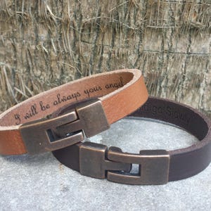 FREE SHIPPING-Bracelet For Men,Custom Men Jewelry,Personalize Leather Bracelet,Unisex Custom Bracelet,Leather Band Engraved,Custom Men Cuff image 9