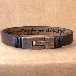 Gift For Son Secret Men Message Bracelet Hidden Message Personalize Leather Custom Birthday Gift for Him Her Boyfriend Husband Anniversary image 2