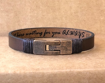 FREE SHIPPING-Bracelet For Men,Custom Men Jewelry,Personalized Leather Bracelet,Unisex Custom Bracelet,Leather Band Engraved,Father's Day