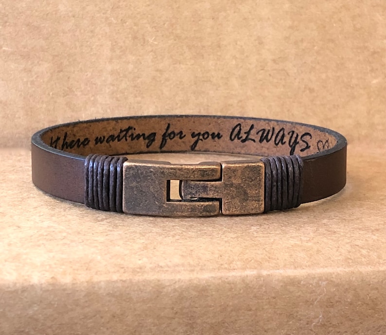 Gift For Son Secret Men Message Bracelet Hidden Message Personalize Leather Custom Birthday Gift for Him Her Boyfriend Husband Anniversary image 2