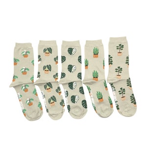 Plant Socks for Ladies Houseplant Socks Friday Sock Co. Mismatched Socks Egyptian Cotton Gift Set for Plant Parents Plant Lovers image 1