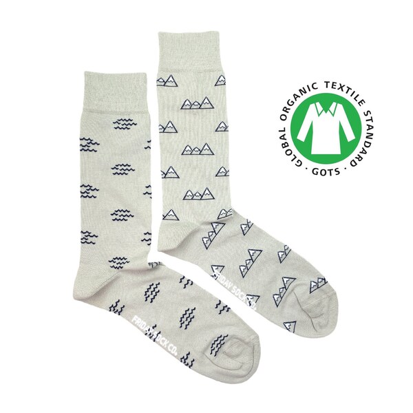 Men's Socks | Mountains and Waves Socks | Mountain Lover Gifts | Friday Sock Co. Mismatched Socks | Organic Combed Cotton | Eco Conscious