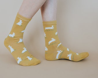 Women’s Socks | Bunny | Friday Sock Co Mismatched Socks | Bunnies | Garden | Spring | Easter | Cute Socks | Gifts for Women