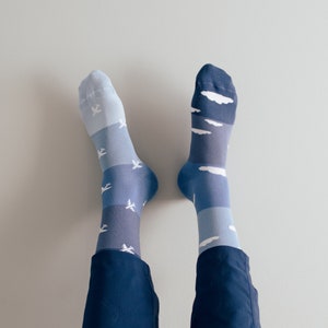 Plane & Cloud Socks | Friday Sock Co | Fun Mismatched Socks | Gifts for Pilots | Men&#39;s Socks | Pilot Themed Socks | Airport Outfits