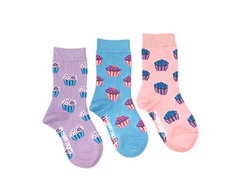 Kid's Socks | Cupcakes | Friday Sock Co Mismatched Socks | Organic Cotton | Kid's Birthday Socks | Baking Socks | Kids Cupcake | Cute Socks