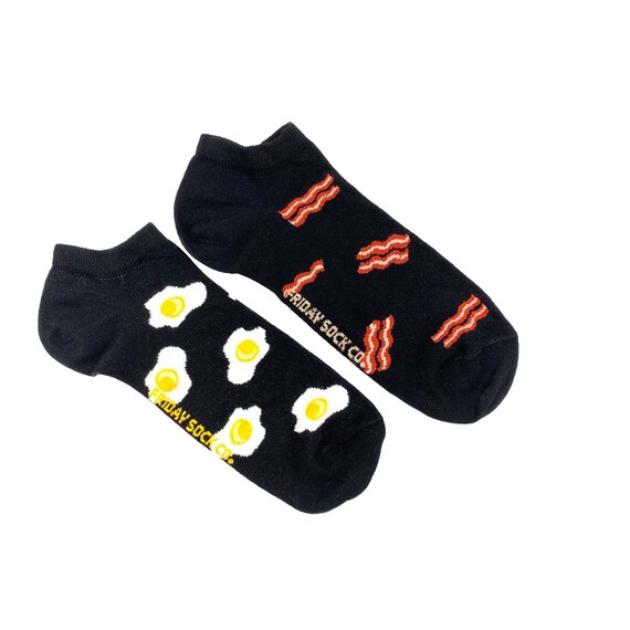 Bacon And Eggs Breakfast Pattern Men-Women Adult Ankle Socks Novelty Socks