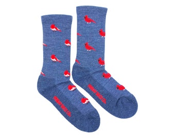 Women's Wool Socks | Cardinal and Robin  | Friday Sock Co Mismatched Socks | Merino Wool | Cozy Socks | Outdoor Socks