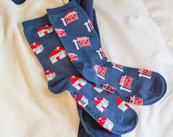 Women’s Real Estate Socks | Friday Sock Co Mismatched Socks | Housewarming Gift | Homeowner | Realtor | House Socks