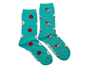 Women's Socks | Birdhouse | Friday Sock Co Mismatched Socks | Bird Lover | Bird Watching | Nesting Box | Gifts for Her | Colorful Socks