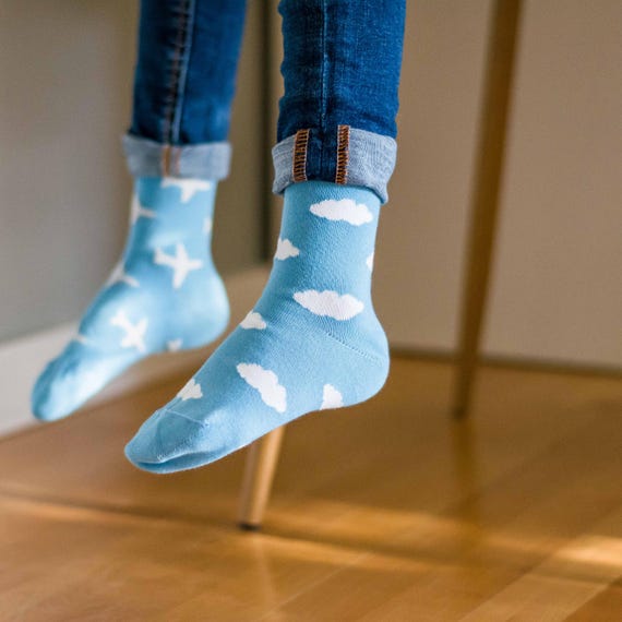 Kid's Plane, Clouds, & Suitcase Socks Kid's Plane, Clouds, & Suitcase Socks