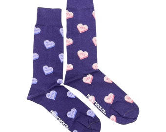 Men's Socks | Purple Candy Hearts | Friday Sock Co. Mismatched Socks | Valentines Day | Valentines | For Him | Love Socks | Valentines Socks