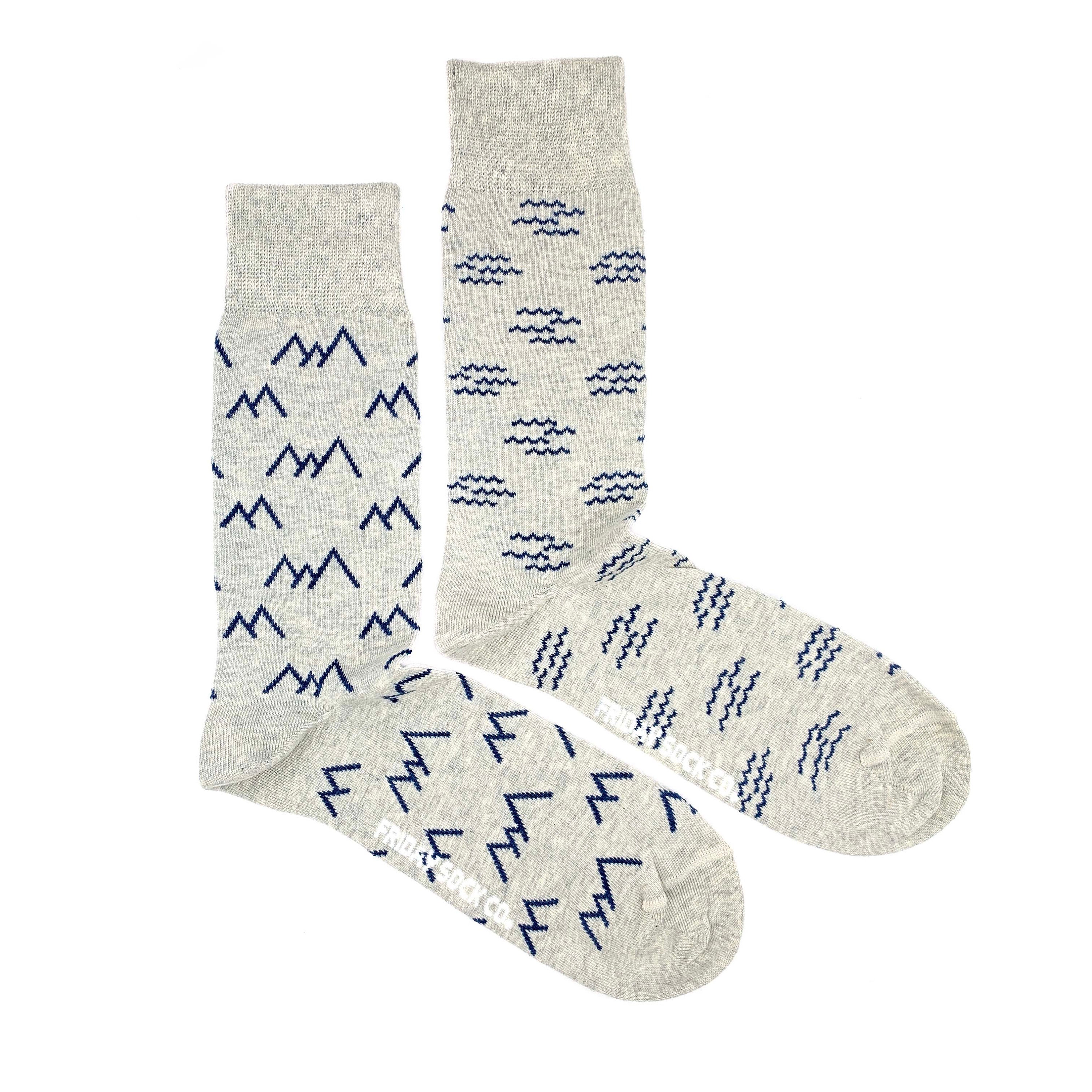 Mens Socks Mountain socks Wave socks Mismatched socks Etsy