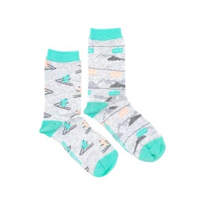 Women's Socks | Skiers & Gondolas | Friday Sock Co Mismatched Socks | Funky Socks | Crazy Socks | Winter Socks | Fun Socks | Mountain Socks