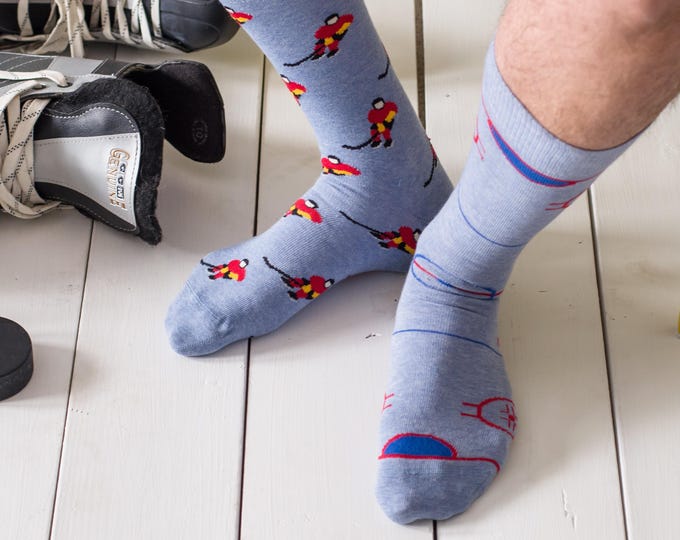 Men's Socks | Hockey Player & Rink | Friday Sock Co. Mismatched Socks | Hockey Socks | Sports Socks | NHL Socks | Hockey Gift | Sports Lover