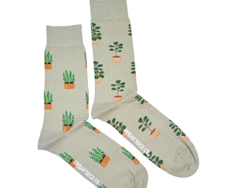 Men's Potted Plant Socks | Purposely Mismatched | Great Gift