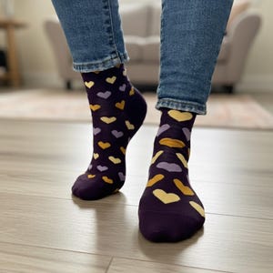 Women's Modern Hearts Mismatched Socks | Valentine's Day Love Gift | Cute Patterned Cotton Crew Socks | Gifts For Her