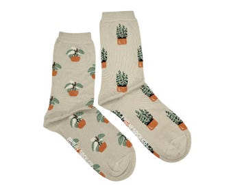 Women's Small House Plant Socks | Purposely Mismatched | Great Gift