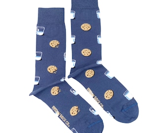 Men's Socks | Milk & Cookie V2 | Friday Sock Co Mismatched Socks | Foodie Gifts | Gifts for Him | Funny Socks | Snacks | Gifts for Dad